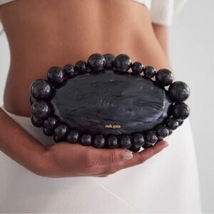 Cult Gaia Black Jaya Beaded Clutch